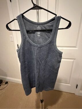 Women’s Slate Blue Mineral-Wash Scoop Neck Tank Top